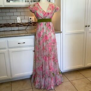 Vintage I.Magnin & Co Floral Print Gown Dress